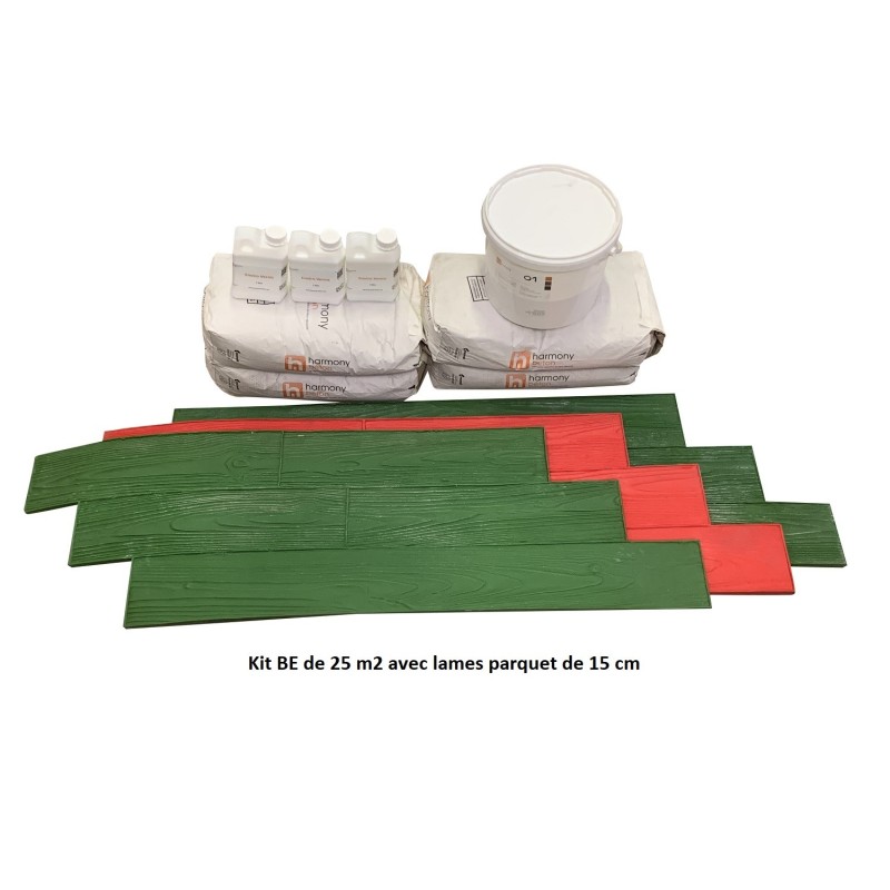 Kit béton empreinte aspect Parquet - Lames de 15 cm