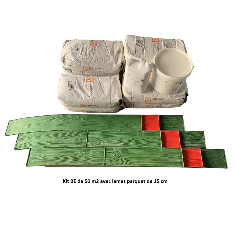 Kit béton empreinte aspect Parquet - Lames de 15 cm